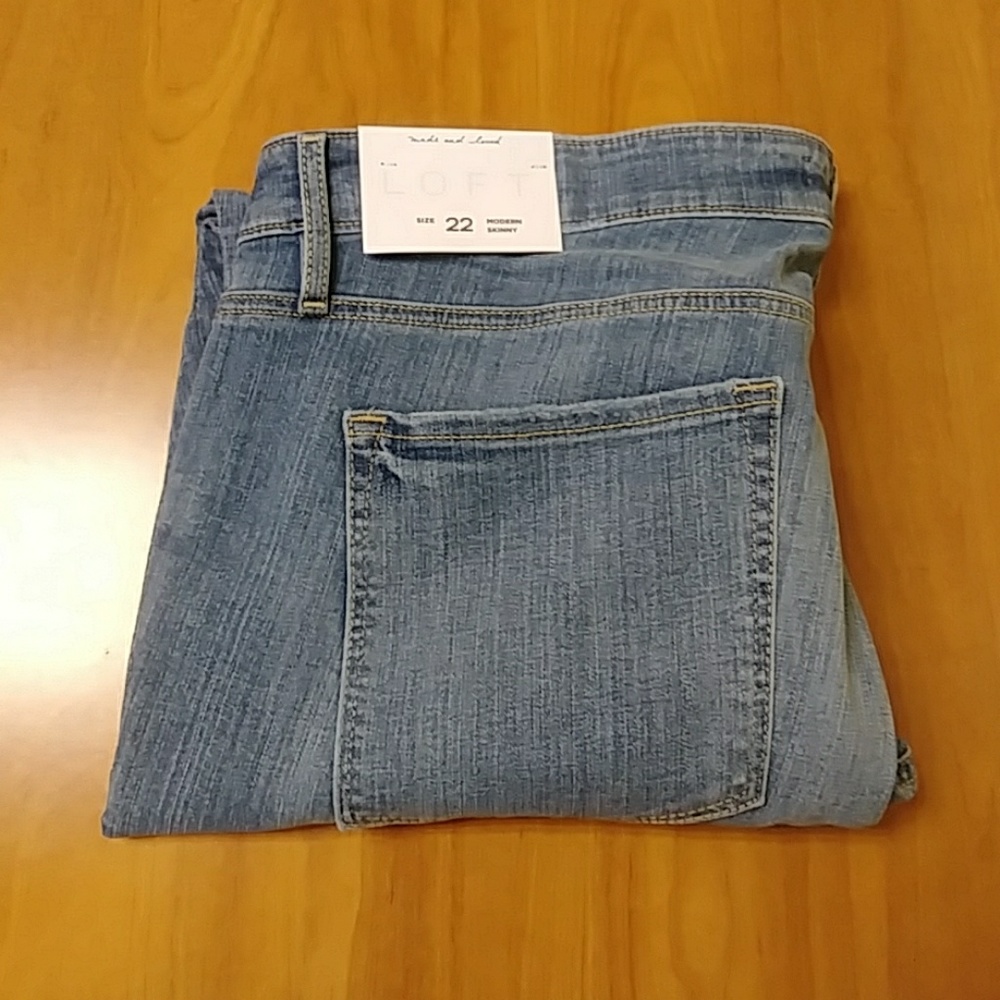 LOFT FRAYED BOTTOM STRETCH SKINNY JEANS - Picture 6 of 7